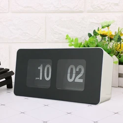 Automatic Flip Clock Battery Operated Desk Clock Table File Down Wall Clock Non Ticking Silent Sweep for