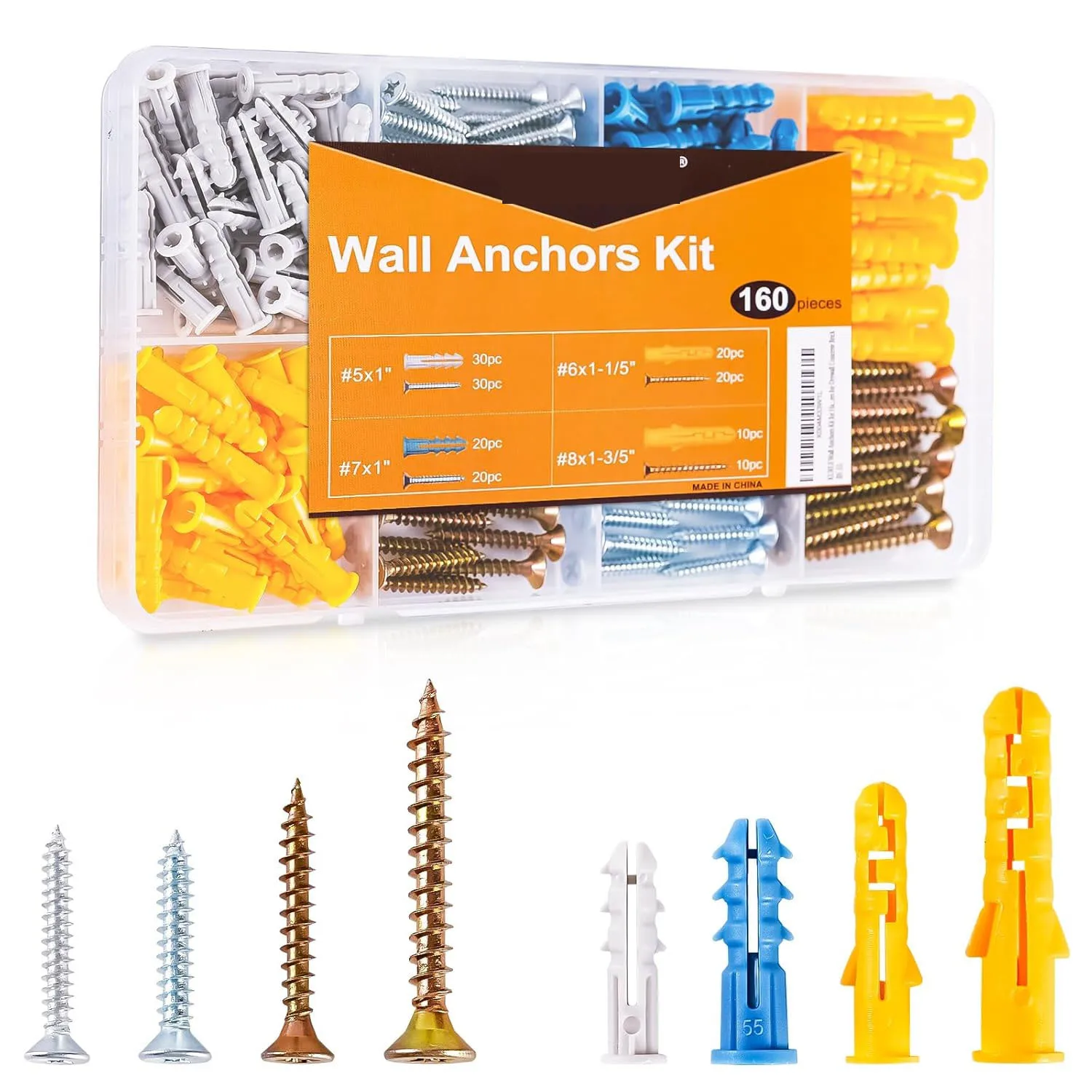 

Expansion Rubber Plug Pipe Screw Set Expansion Rubber Plug with Screw Box 270pcs Drywall Anchors Carbon Steel Screws Combo Pack