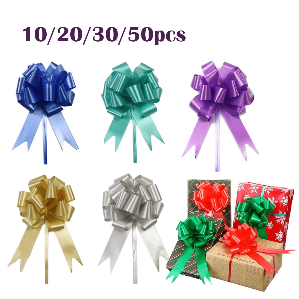 10–50 Stück mittelgroße Schnürschleifen, bunte Geschenk-Bandschleifen für Weihnachten, Geburtstag, Party, Dekoration, Geschenkverpackung, DIY, Basteln, Hochzeit