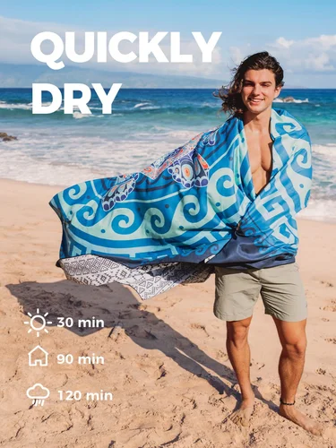 Imagen 2 del producto OCOOPA Toalla de playa de microfibra, toalla de viaje extragrande de gran tamaño, secado rápido, sin arena, compacta, ligera, accesorios de playa