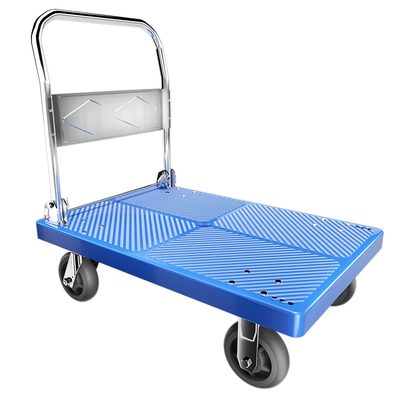 Hot Sale Foldable Platform Trolley 550kg Plastic Platform Hand Truck Handle Folding Dolly Four Wheel Push Cart NEW