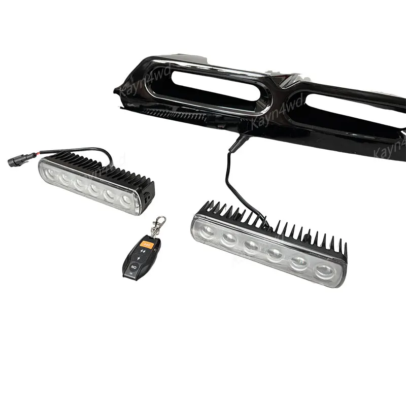ملحقات الطرق الوعرة 4x4 قضيب إضاءة علوي للسقف سبويلر مع 4 مصابيح LED DRL لـ 2020-2025 Land Rover L663 Defender 90 110 130 #4