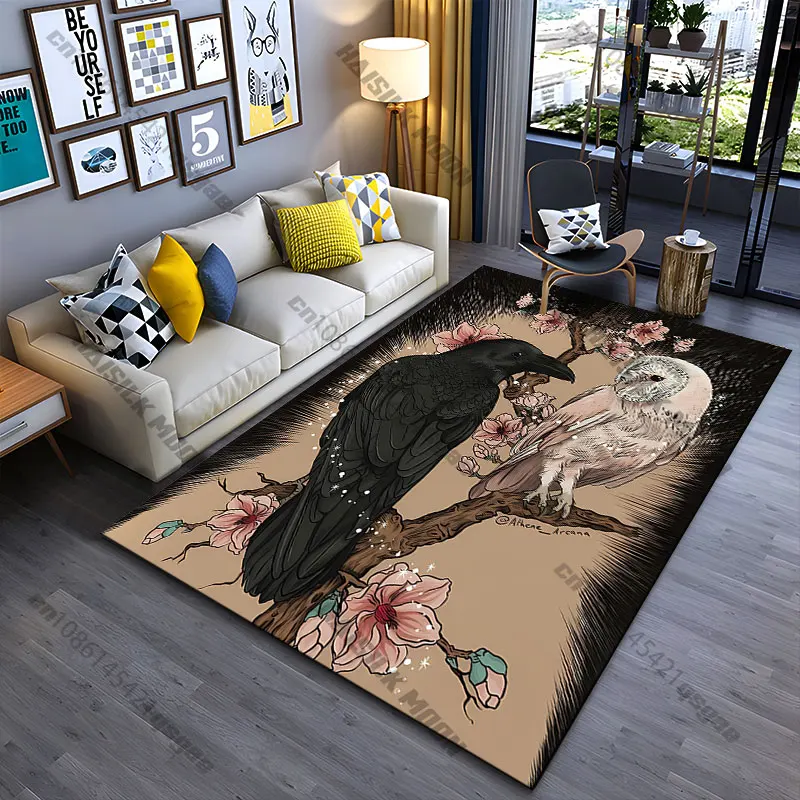 Contrasting birds with cherry blossoms carpet Yoga living room room decor children's crawling mat doormat area rug
