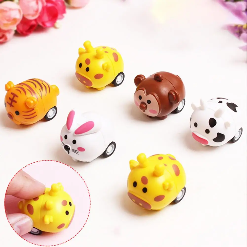 3Pcs Animal Pull Back Toys Rabbit Pig Monkey Tiger Cow Deer No Battery Required Vehicle Toy Friction Powered Mini Cartoon Toys