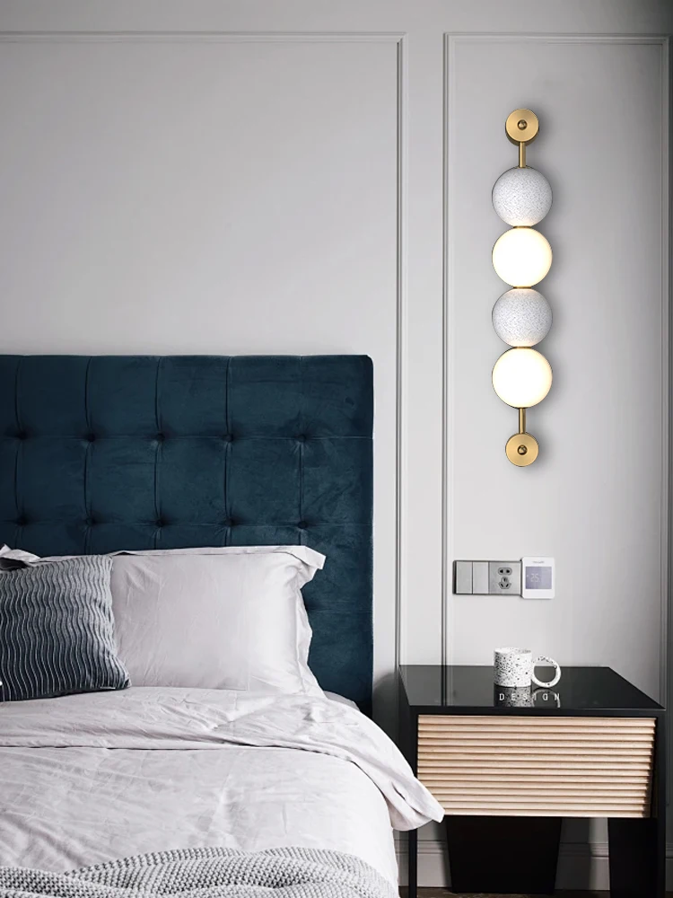

Modern Long 5/7/11 Balls Wall Lamp Solid Brass Dimmable Easy Installation Wall Decor Light Fixture for Living Room Bedside