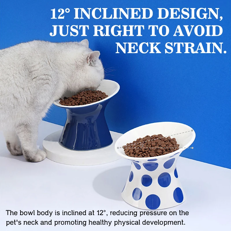 أوعية سيراميك للقطط والكلاب، أطباق طعام للحيوانات الأليفة مضادة للطرف، تصميم قاعدة مرتفعة يحمي رقاب القطط، مناسبة للكلاب الصغيرة والقطط #3