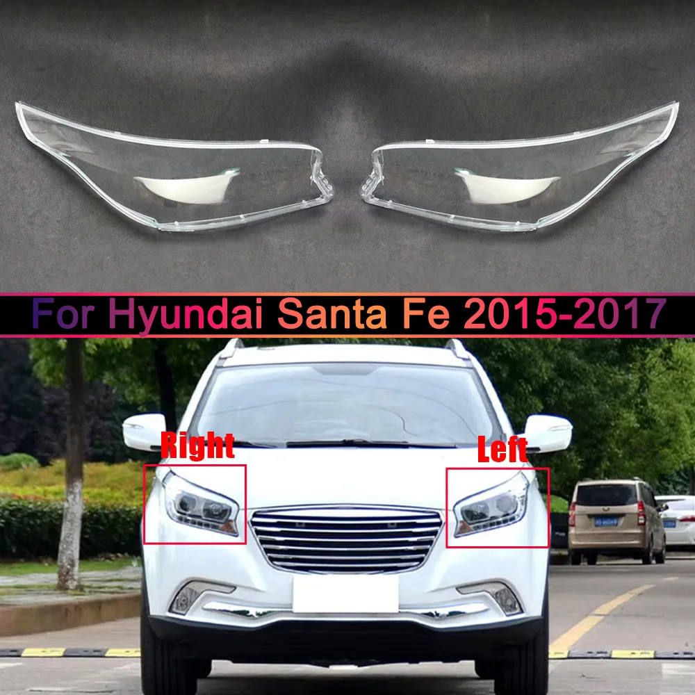 

For Hyundai Santa Fe 2015 2016 2017 Headlamp Cover Transparent Lamp Shade Headlight Shell Plexiglass Replace Original Lampshade