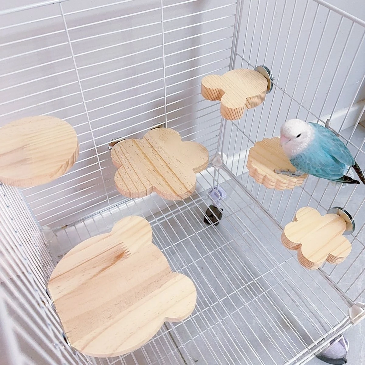 Natural Wood Parrot Perch Platform Climbing Stand Toy for Budgie Cockatiel Lovebird Conure Bird Accessories for Play And Grindin