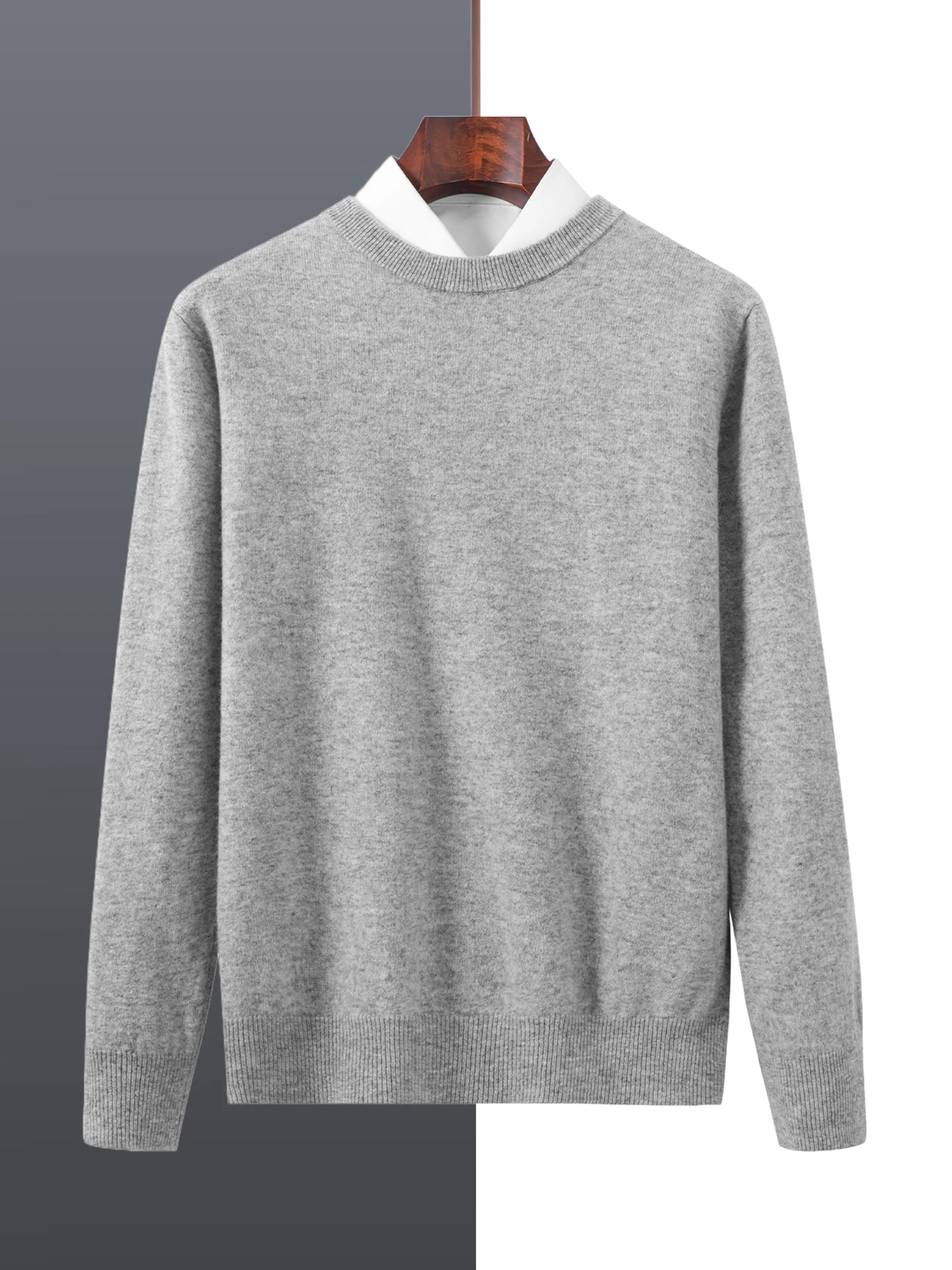 Basic 100% Merino Wool Men's Sweater Autumn Winter Male Knitted Pullover Long Sleeve Clothing Tops Cashmere Blouse O-Neck Fleece