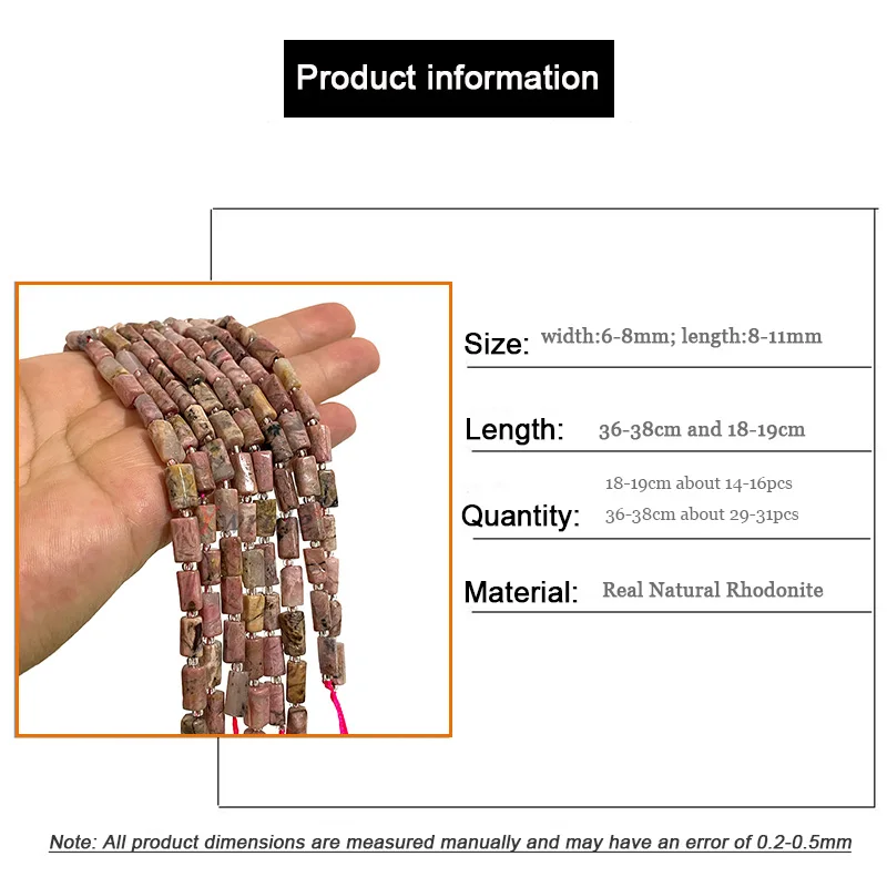 Natural Gemstone Red Rhodonite Faceted Cylinder Loose Stone Beads For Jewelry Making DIY Bracelet Earrings Handmade Accessories