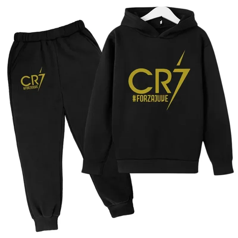 

Children's Clothing 3-12Y Hoodie CR7 Print Sweatshirt Top trousers 2P Boys Girls Toddler Sports Coat Casual Jogging Set