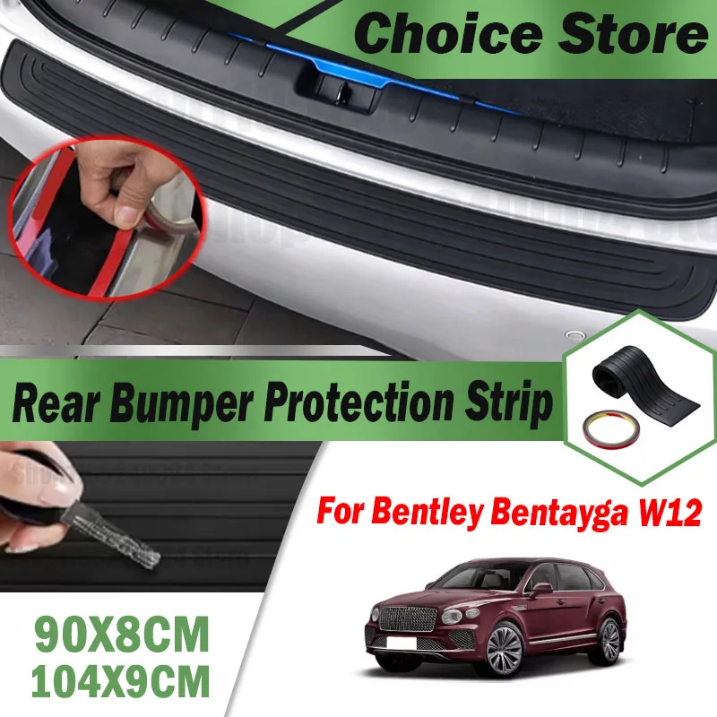 For Bentley Bentayga W12 V8 Trunk Door Sill Plate Protector Anti-Scratch Rear Bumper Guard Rubber Mouldings Trim Cover Strip