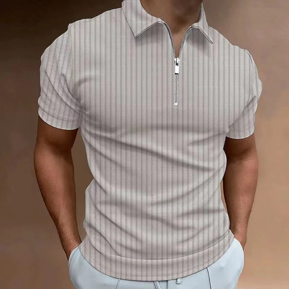 

New men's fashion striped short sleeve Polo shirt Breathable Business fashion T-shirt Casual T-shirt men