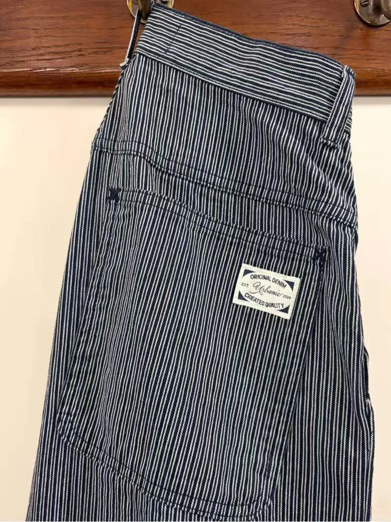 

Spring New Style Casual Stripe 100 Cotton Straight Leg Pants Versatile Ladies Commute Fashion Natural Waist Cotton Trousers