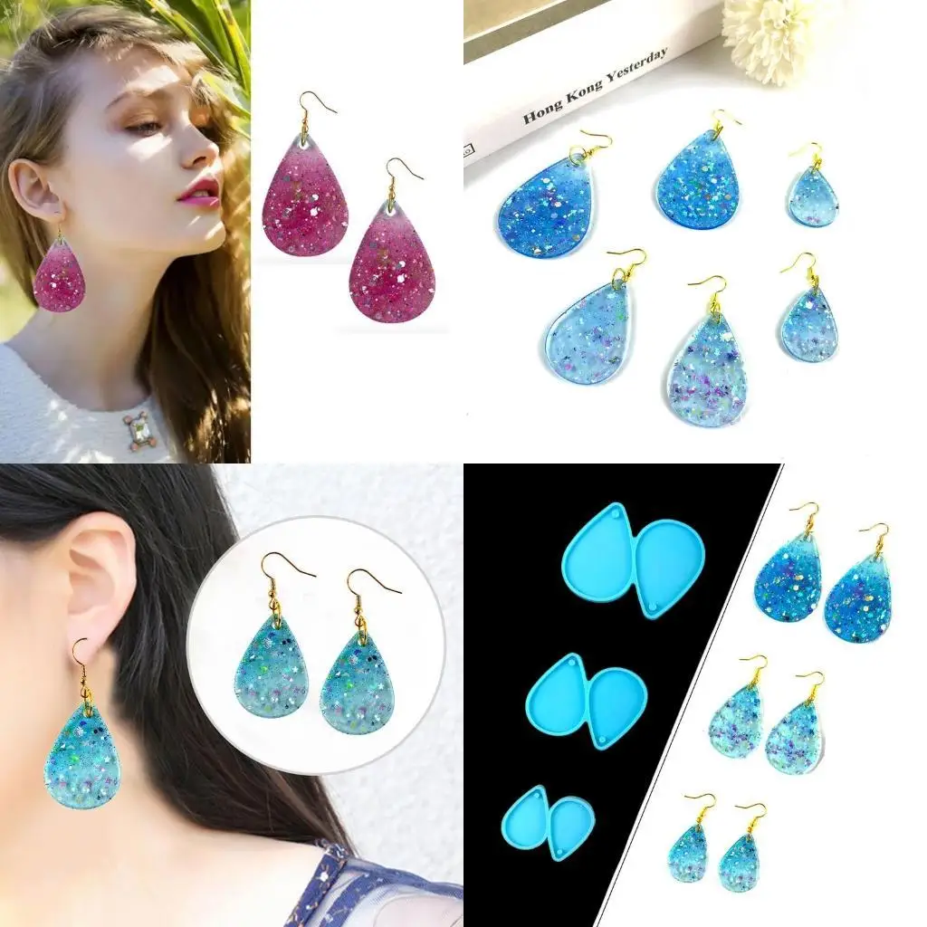 

J78F Earrings Mold Tear Drop Resin Silicone Keychain Mold for Women Girl Fashion Jewellery Pendant DIY Crafts
