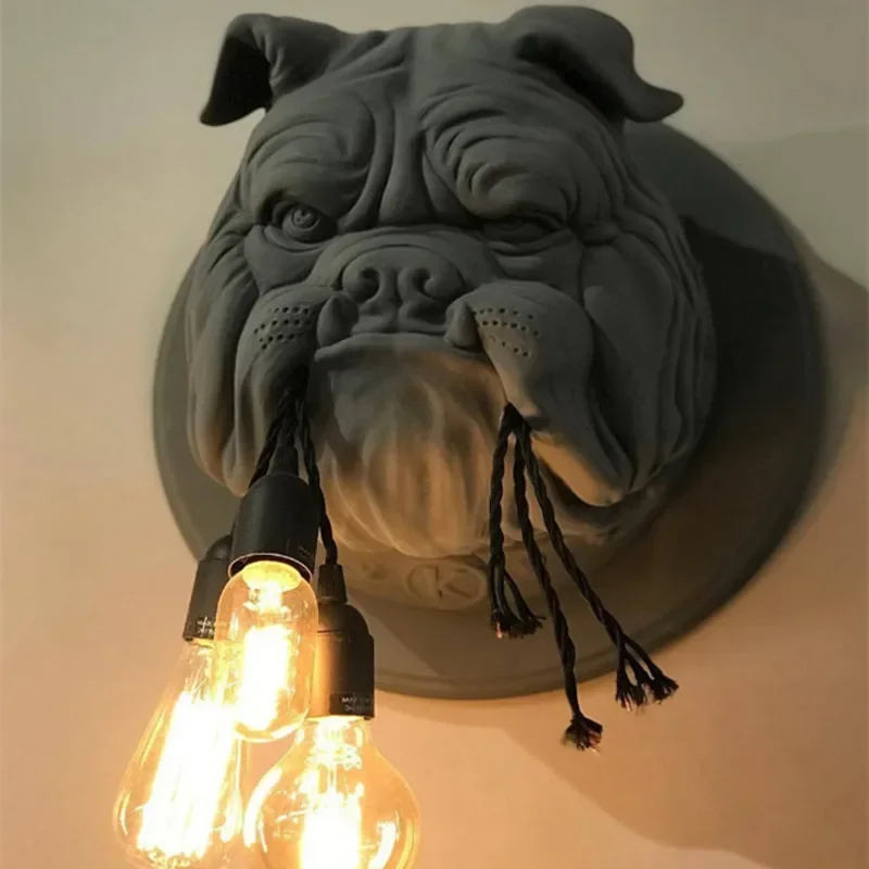 lampada de parede de resina personalizada para decoracao home rosto animal criativo amsterdam bulldog corredor light home decor 01