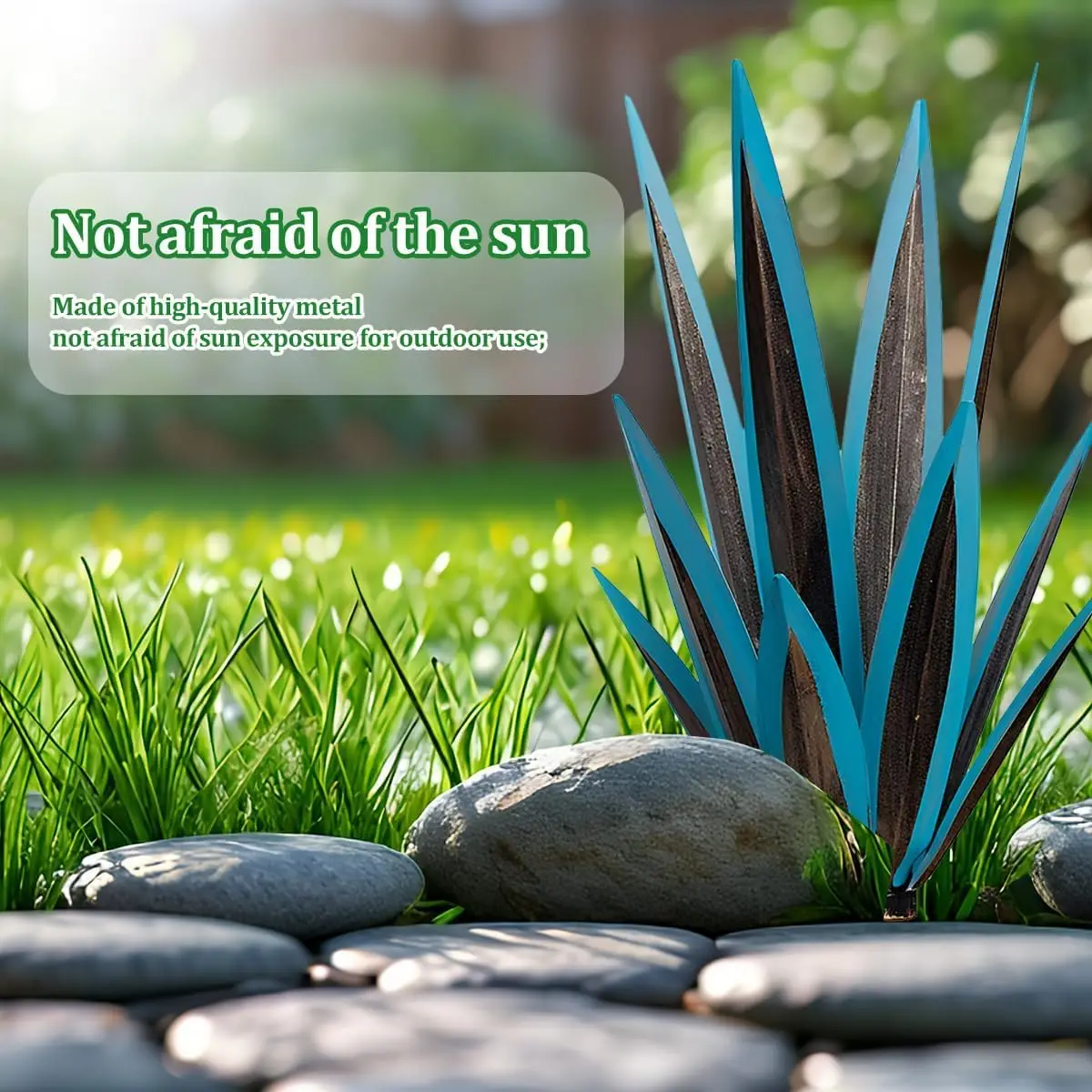 2er-Pack Metall-Agave-Pflanzen, Gartenkunst, Metall-Tequila-Landskulptur, DIY, rustikales handbemaltes Metall-Agave für Terrasse, Hof im Freien
