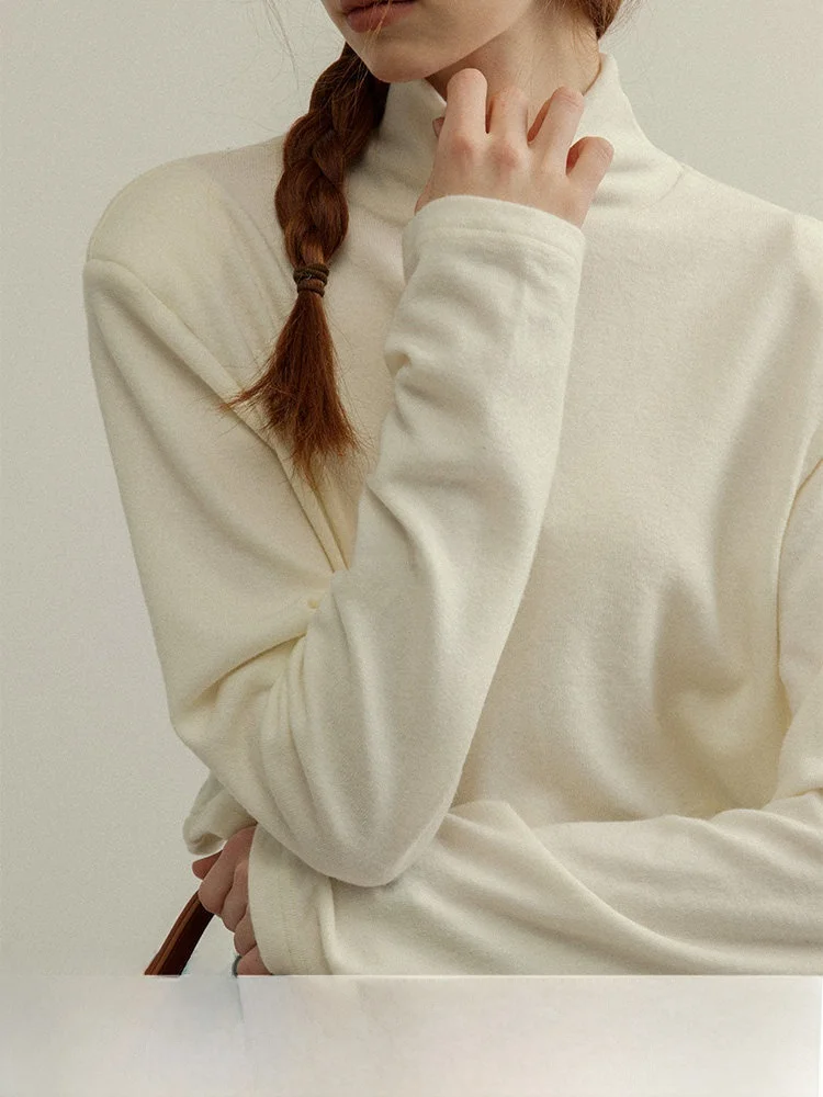 

Женский осенний топ Rina Berry: базовый, свободный, с длинным рукавом, высоким воротником, эластичный, для повседневной носки, вязаный, модный, для офиса