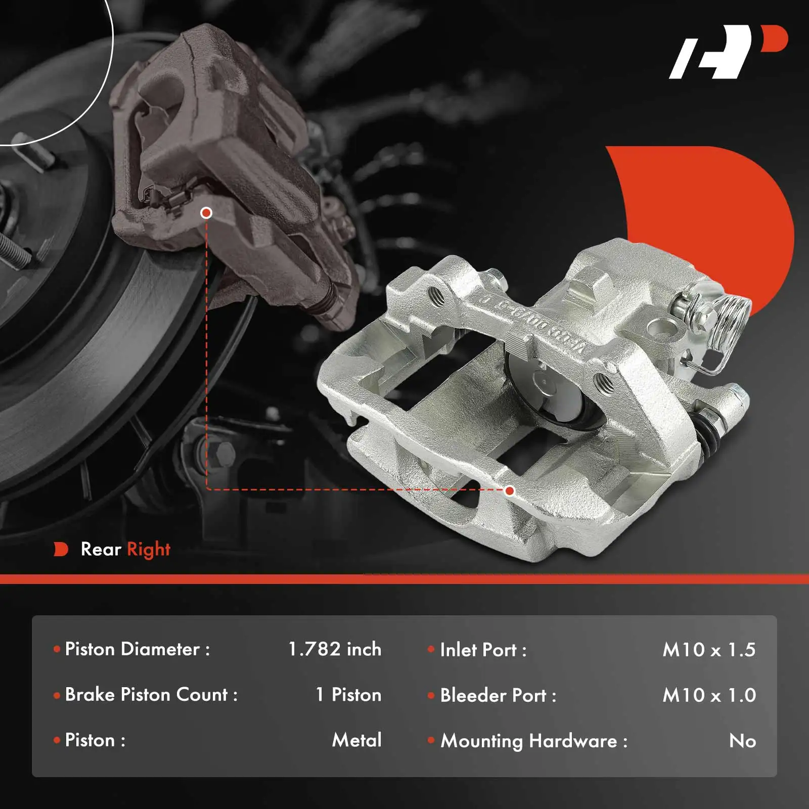A-Premium Rear Right Disc Brake Caliper with Bracket for Ford Mustang 1993 Taurus 1989-1992 Lincoln Continental 1988-1992 Mark