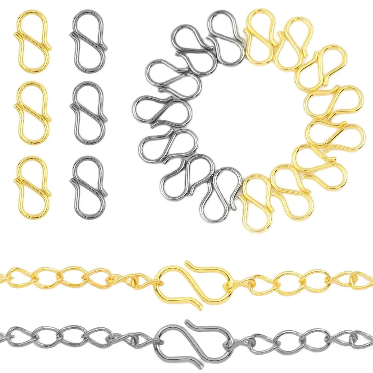 40-20pcs Stainless Steel Letter S Buckle Gold Plated Lobster Clasps Hooks Connectors Necklace For DIY Jewelry Making Supplies