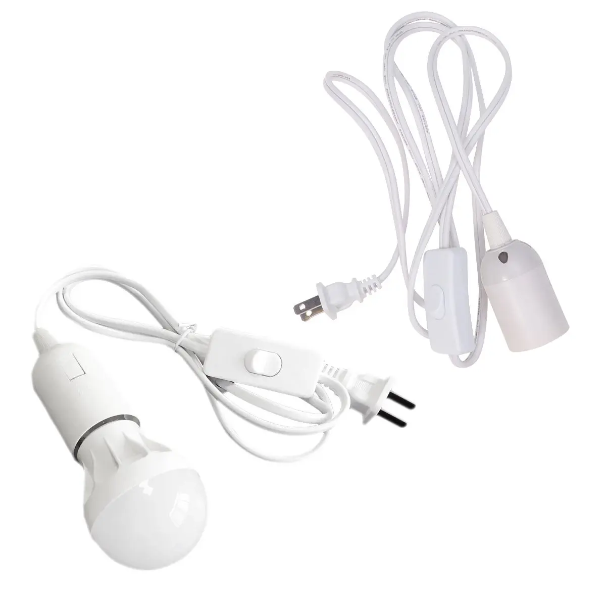 1.8m E27 Lamp Socket Extension Cord with on Off Switch Compact Light Socket for Hanging Pendant Lamp Ceiling Light Barn Shed