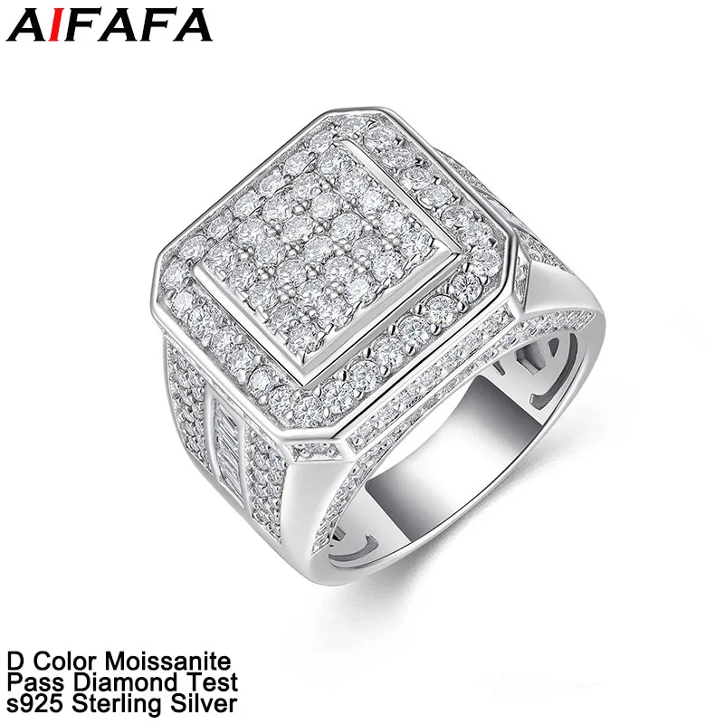 D Color VVS1 All Moissanite Diamond Man Rings High Grade Stunning s925 Sterling Silver Full Moissanite Ring Fine Jewellery