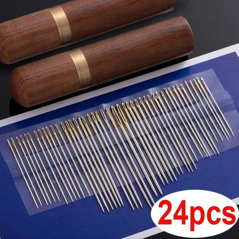 12/24Pcs Blind Needles  Big Hole Stainless Steel Needle for Sewing Household DIY Jewerly Making Cord Beading Threading Needles