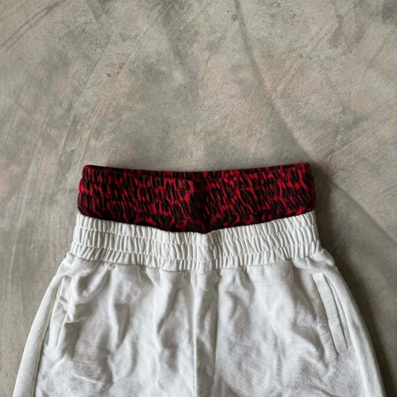 

2026 New Y2K Retro Sweatpants Double Waistband Leopard Print Wide Leg Pants Men Trend Casual Streetwear Unisex Baggy Pants