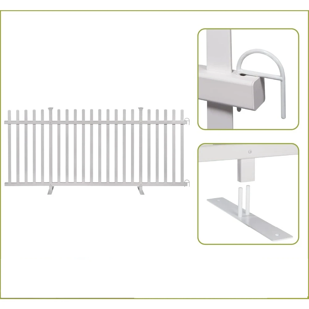 Garden Fence Free Shipping White Outdoor Products Lightweight Portable Vinyl Picket Fence Kit W/Metal Base Buildings Supplies