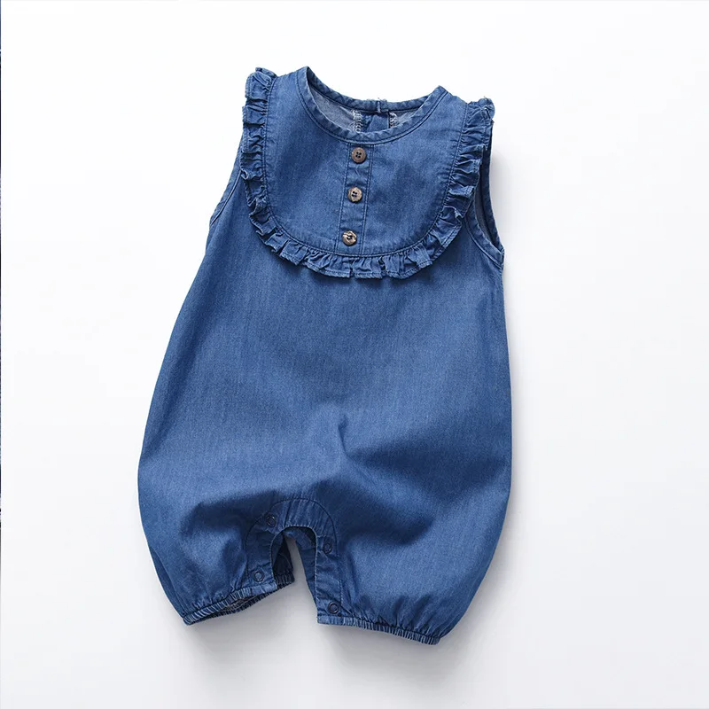 Clibeso Summer Newborns Lace Rompers Girl Denim Bodysuits Children Birthday Cute Clothing Girls Jumpsuit Baby Clothes