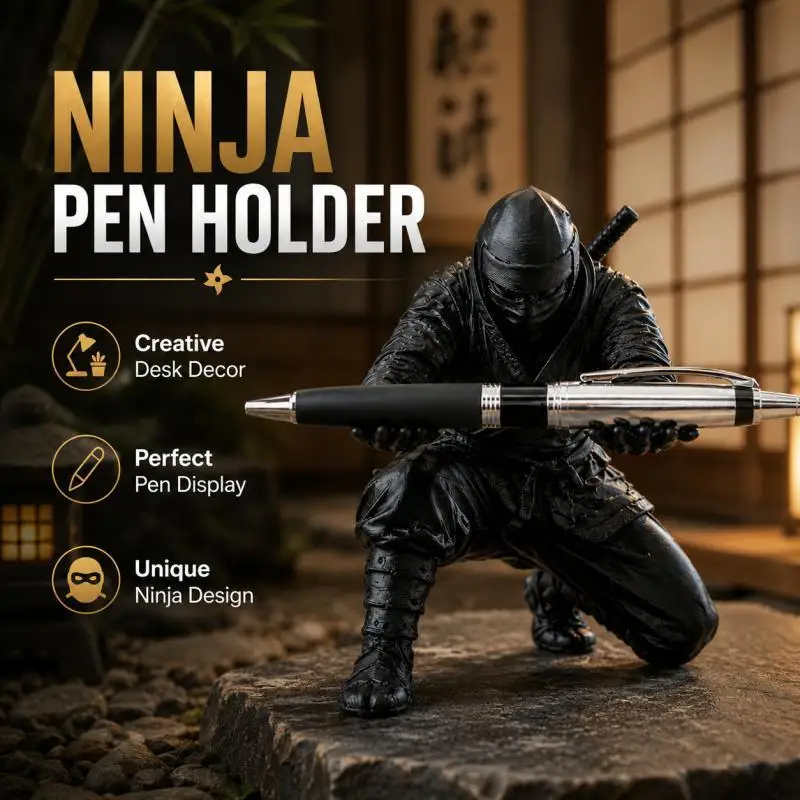 3D Printed Ninja Pen Holder, Samurai Desktop Storage Cup, Creative Desk Organizer for Office Gaming Decor