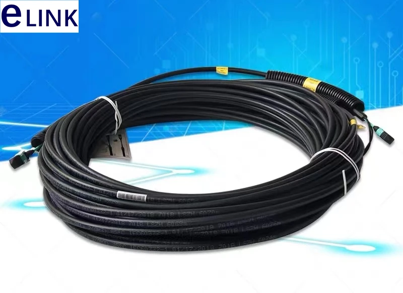 Уличный патчкорд 30 м MPO-MPO, 8 ядер, OM3, 50 м, 60 м, 70 м, 10 гигабитных многомодовых полевых оптических кабелей, перемычка 8C, водонепроницаемая базовая станция