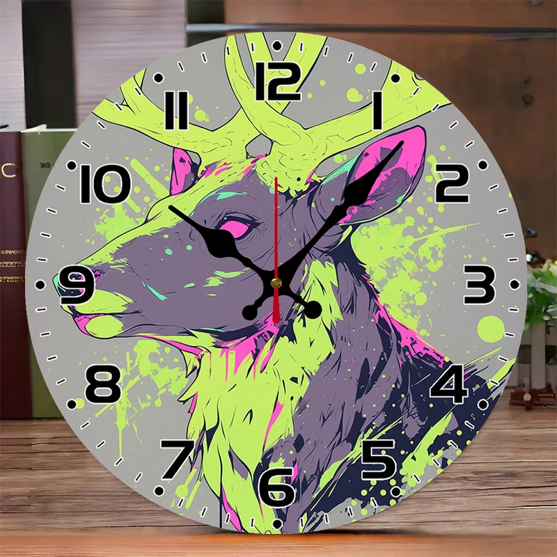 ساعة حائط معلقة خشبية مستديرة صامتة من Pixel Elk، مناسبة لغرفة المعيشة والمكتب وغرفة الدراسة وغرفة النوم والديكور المنزلي