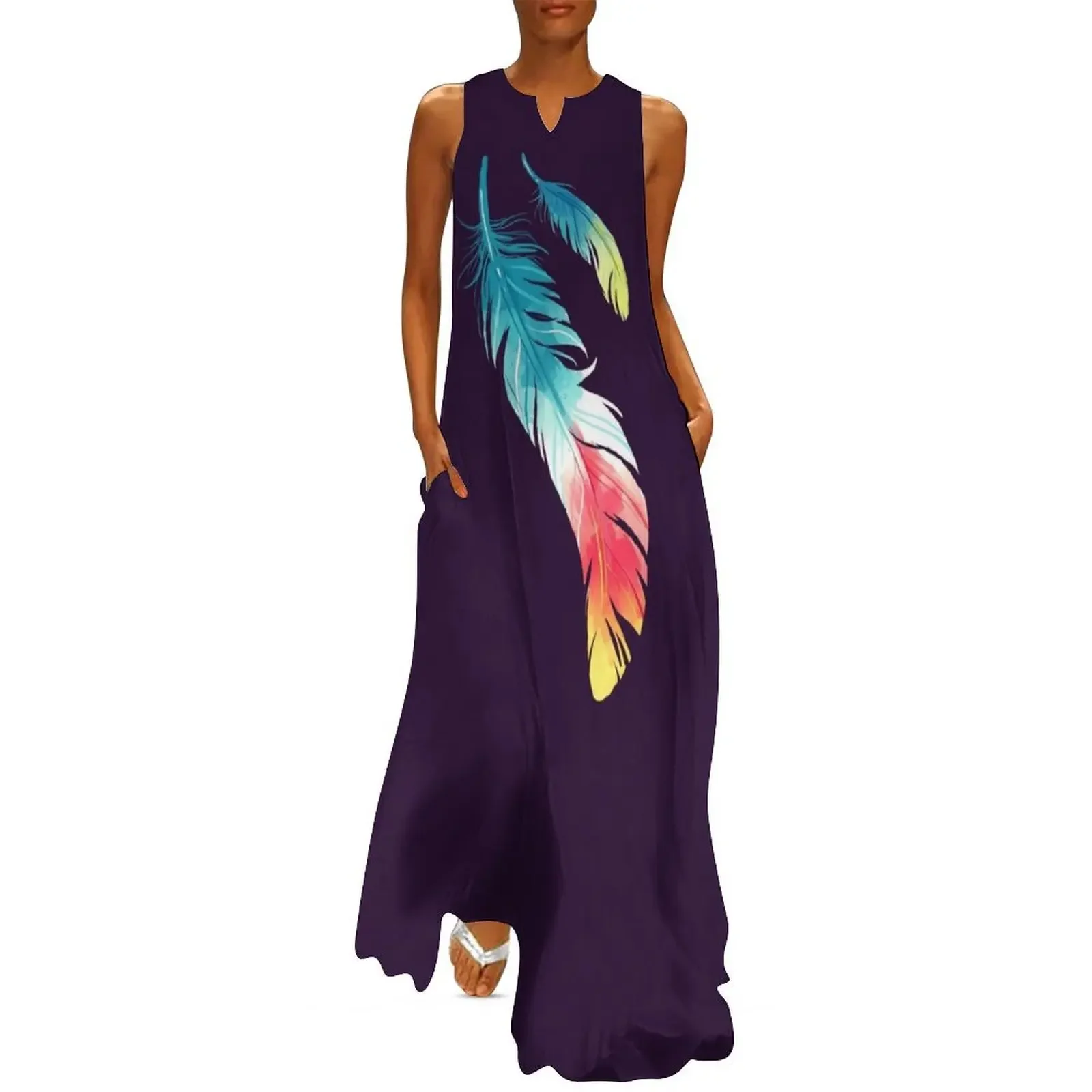 

Feather Long Dress summer dress woman 2025 trendy Casual dresses summer clothes for women Dress