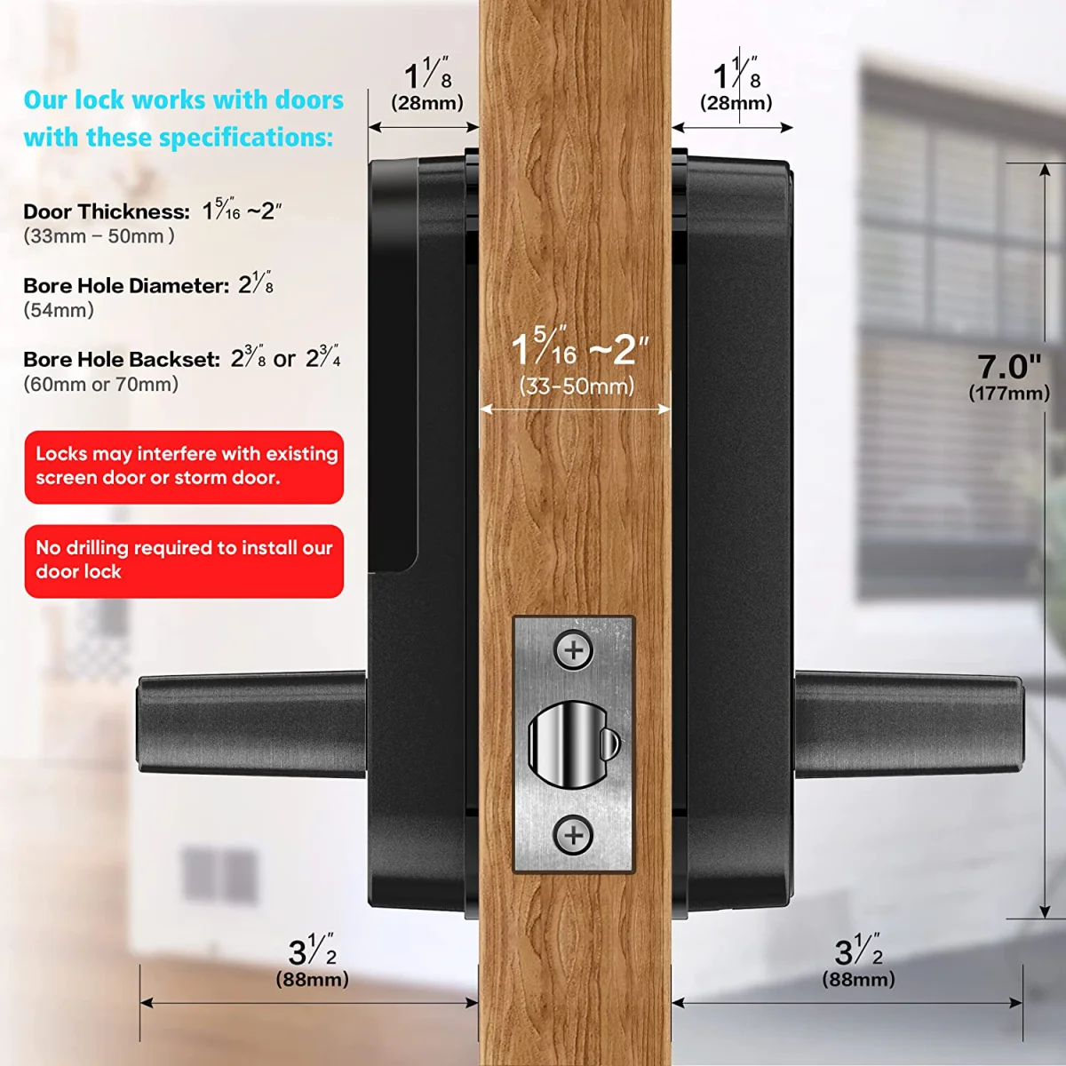 WIFI Smart Door Lock Biometric Fingerprint Door Lock Digital Electronic Lock with Password/Key/Keypad/ Fingerprint/ APP Unlock