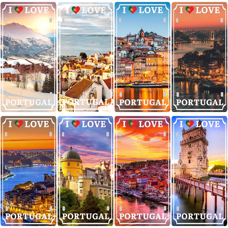 【YZFQ 】Portugal City Metal Tin Sign  Tourist Souvenir For Wall Restaurant  Indoor Outdoor Decor Unique Gift  30X15CM  JM-0056
