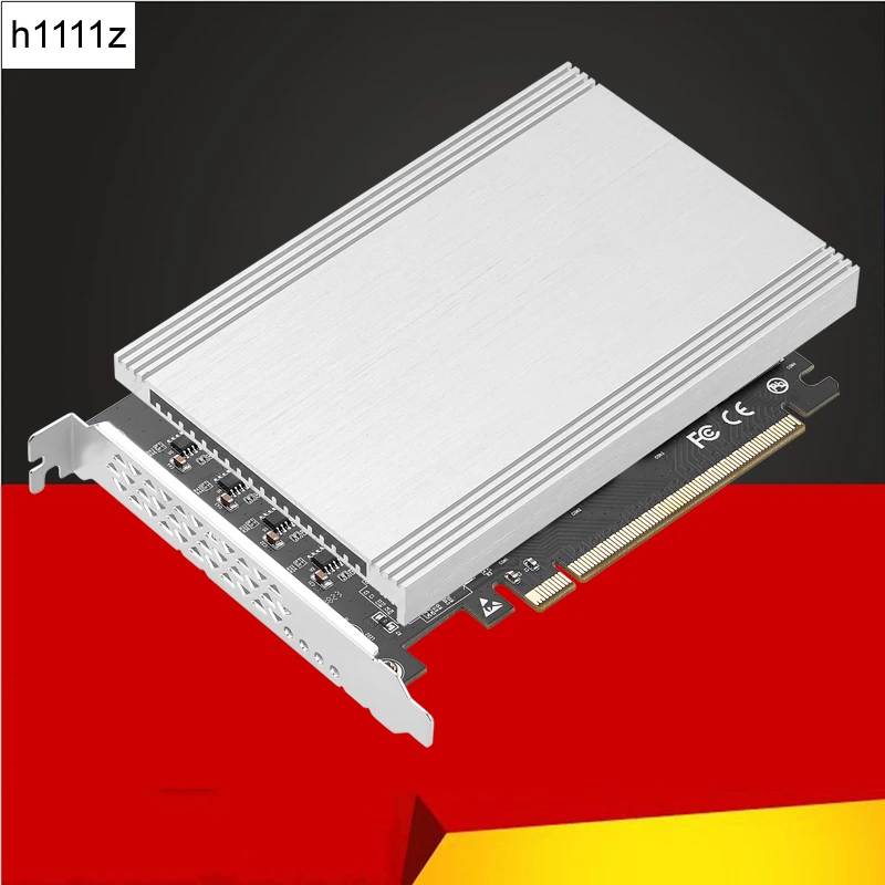 PCIe 4.0 x16 to 4Port M.2 NVMe Adapter Expansion Card Riser 250G for 2230 2242 2260 2280 NGFF NVME SSD Bifurcation Raid Function