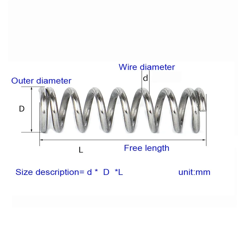 5/10pcs 304 Stainless Steel Micro Small Compression Spring Wire Diameter 0.7mm Outside Diameter 4~12mm Length 5~200mm