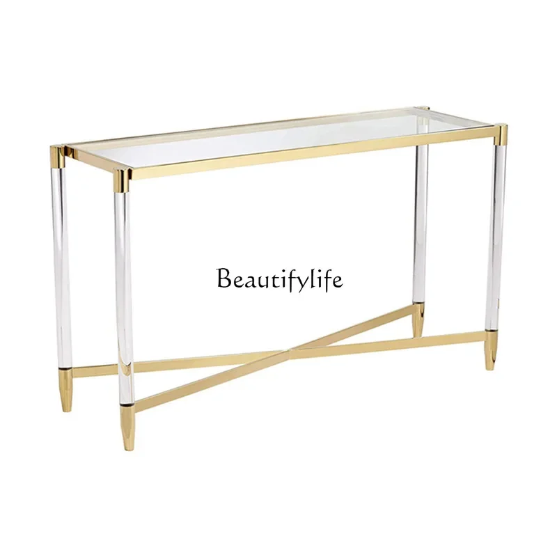 

12Modern Minimalist Entryway Table Light Luxury Transparent Acrylic Entryway Console Sofa Long Back Table