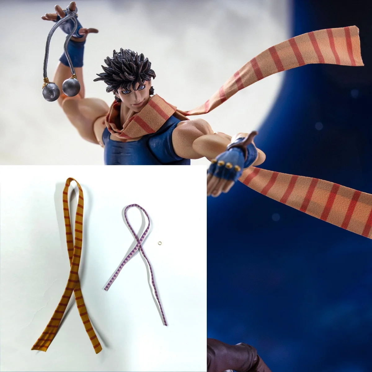 【Clothing Only】Handmade 1/12 Classic Manga Characters Striped Scarf Headscarf Metal Ring Accessories 6inchs Action Figures
