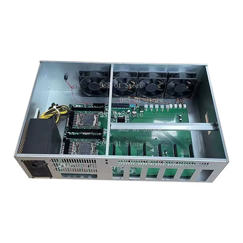 Dual-socket LGA2011-3 motherboard with wide spacing, DDR4 memory support and 6 PCIe graphics card slots