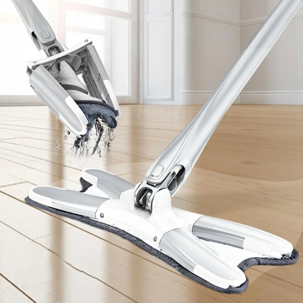 

X Type Microfiber Mop For Floor Cleaning Reusable Hand Washable Cloth With Flat Aluminum Pole Household Cleaning Tools
