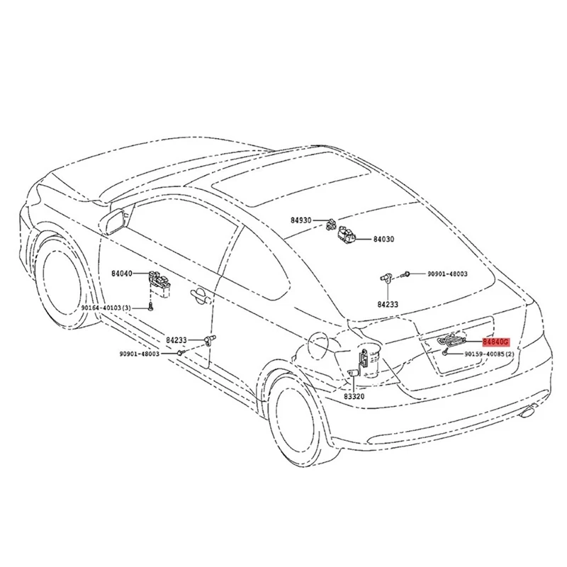 車のトランクリフトゲートリリーススイッチ、Lexus gs300、gs430、ls460、ls600h、rx300、rx350、84840-21010のテールゲートオープナースイッチ