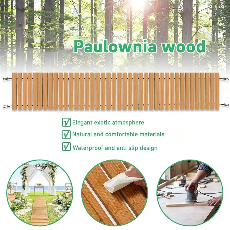 ABGH-Weather-Resistant Garden Pathway-Wooden 2FT Roll-Up Hardwood Walkway For Outdoor Use