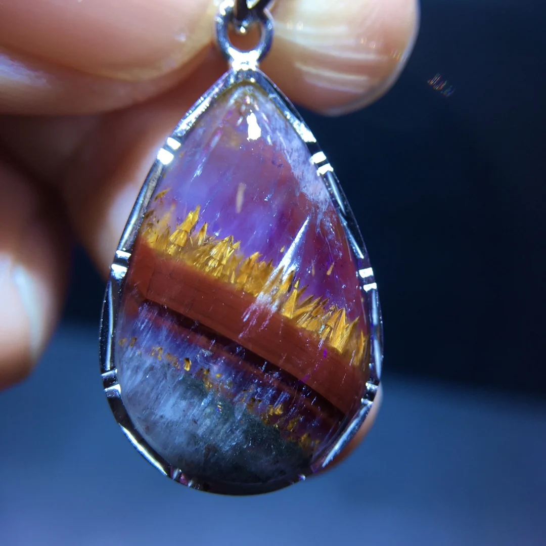 

Натуральный фиолетовый какоксенит, красный ауралит 23, прямоугольный кулон 22/13,6/4,6 мм, золотые рутилированные бусины, ювелирные изделия AAAAA