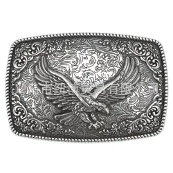 Silvering Belt Buckle Western Retro Style Palace Patterns Gems and Eagles