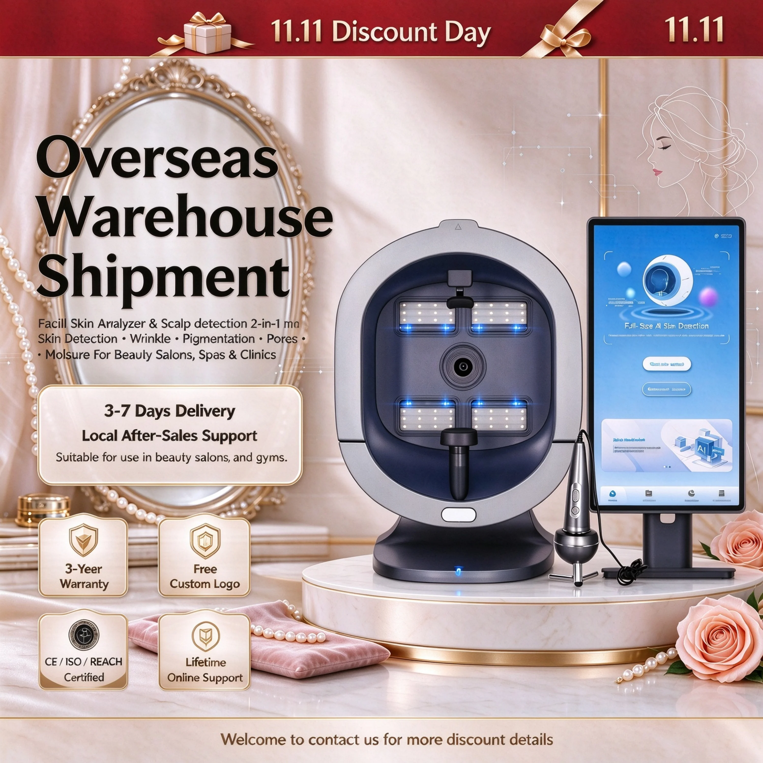 X5 Pro 3D Magic AI Skin Analyzer Mirror Beauty Salon Skin Detector Facial Scalp Analysis Machine