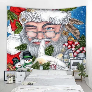 Frohe Weihnachtsdekoration Wandteppich, Wandkunst, Hintergrund, Weihnachtsmann, Baum, Wohnzimmer, Heimdekoration 10 Hauptverkaufs -Weihnachtstapestry - №6