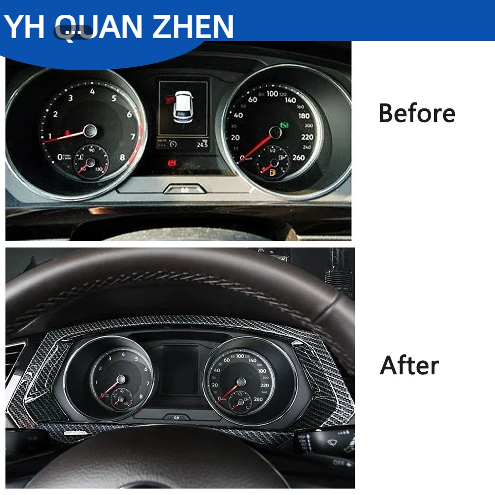 For Volkswagen VW Tiguan MK2 2017-2019 Carbon Fiber Color Dashboard Meter Instrument Screen Panel Trim Dash Board ABS Sticker Se