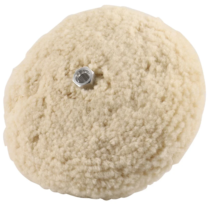 แผ่นขัดขนสัตว์สองด้านขนาด 7 นิ้วแผ่นขัดเงาพร้อมขนแกะโบลต์ขนาด 5/8 นิ้ว (แพ็ค 5 ชิ้น)-AS97